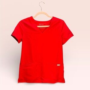 Figs Winning Red Scrub Top. Figs XXS
